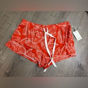 NEW PJ SALVAGE Fire Red Floral Leaf Lounge Pajama Shorts XL NWT